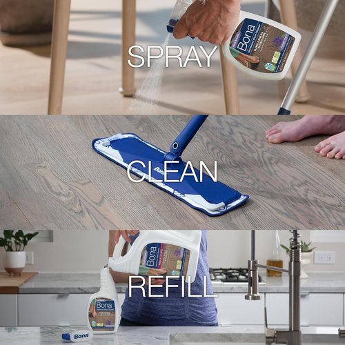 Bona Hardwood Floor Cleaner Spray - 32 Fl Oz - Lavender Thyme Scent | Refillable & Residue-Free Solution