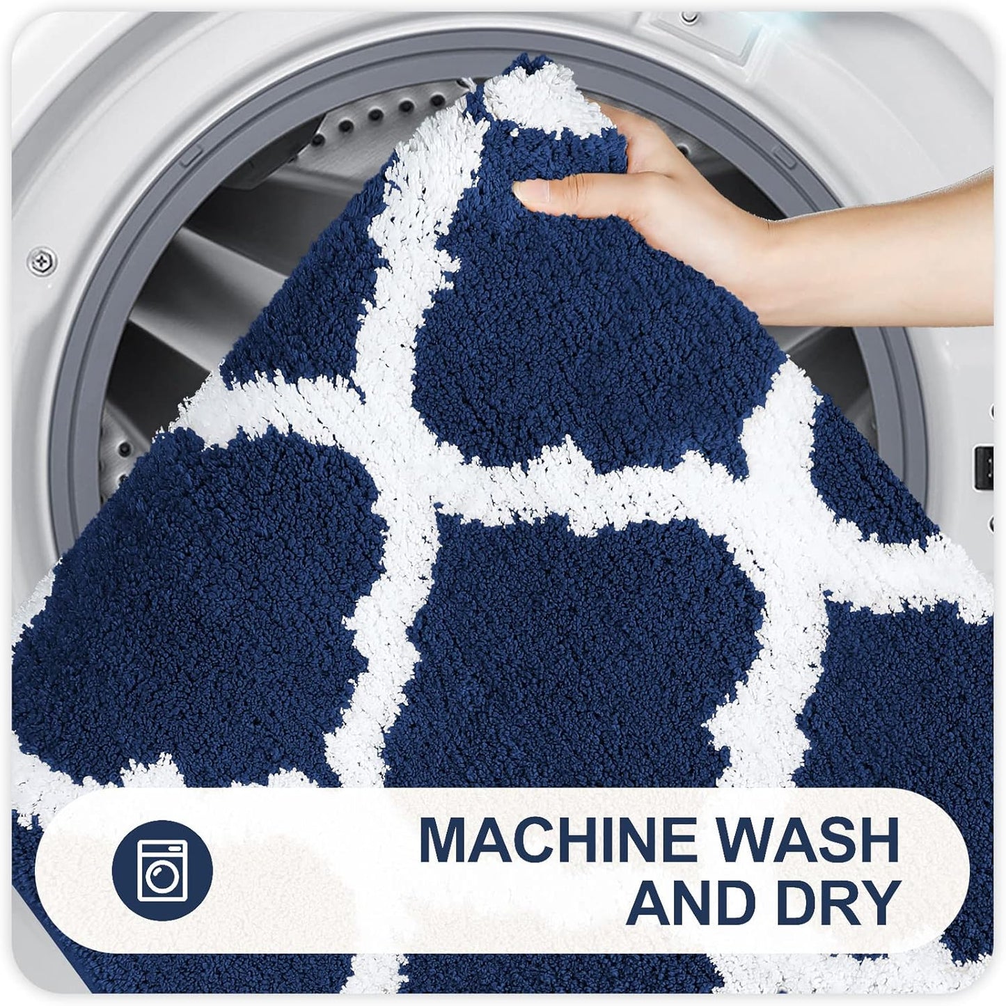 OLANLY Bathroom Rugs - Soft, Absorbent Microfiber Non-Slip Mats | 30x20 Navy Shower Carpet
