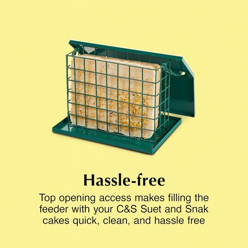 C&S EZ Fill Deluxe Suet Feeder - Roof & Platform Design for Wild Birds | Holds 56 Ounce Suet Cake