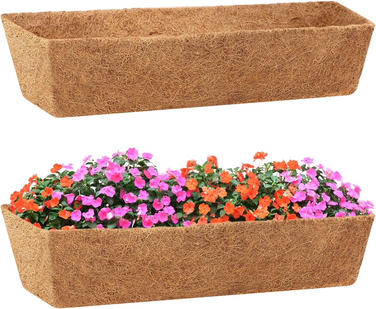Legigo 24-Inch Square Coco Liners - Natural Coconut Coir Fiber Replacement for Planter Baskets | 2 Pack