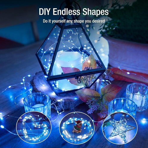 Fairy Lights 12 Pack - 7ft Battery Operated 20 LED Twinkle Lights | Waterproof Mini String Lights for DIY Party & Wedding Decor - Blue and White
