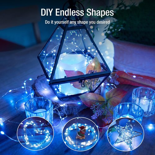 Fairdeer 6 Pack Fairy Lights Battery Operated - 7ft 20 Led Twinkle Lights 3 Modes, Bulk Mini String Lights Waterproof for Mason Jars Vases DIY Party Wedding Decoration Christmas -Blue and White