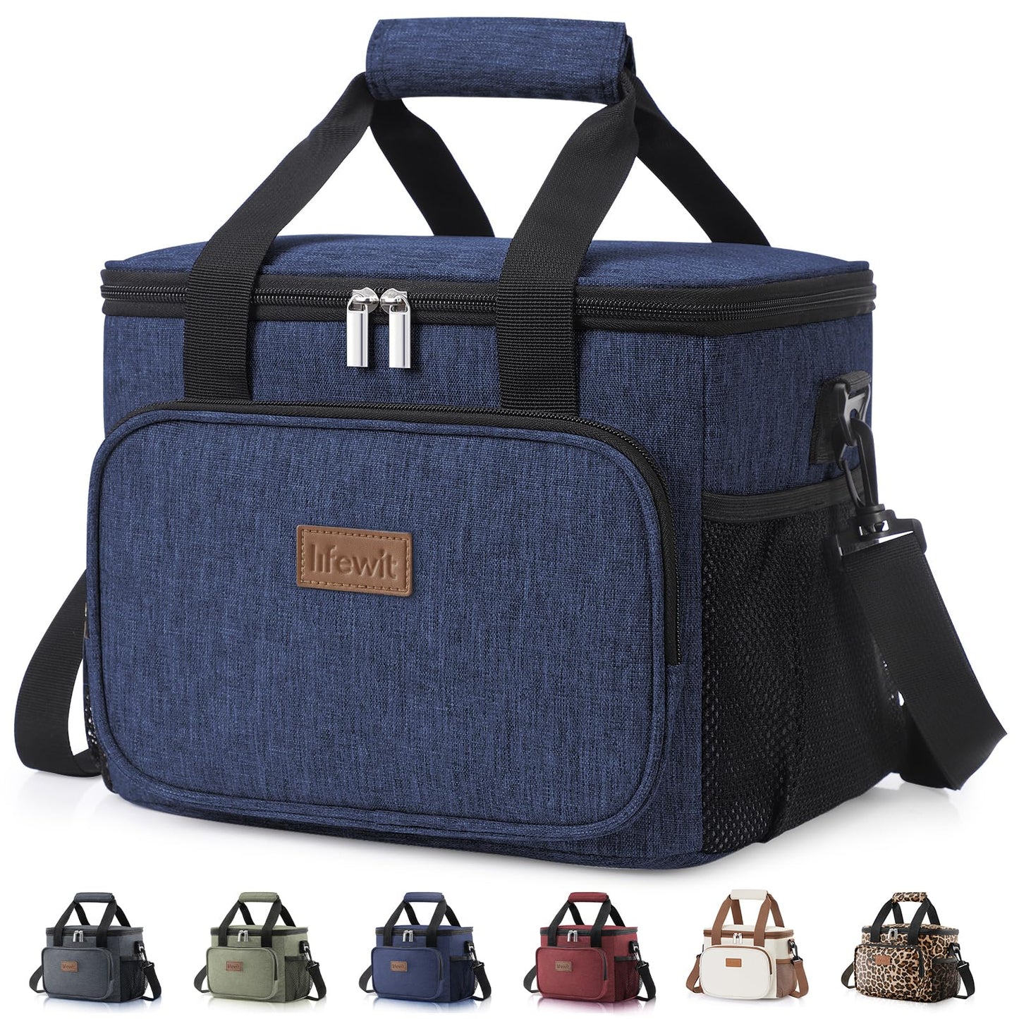 Lifewit Large Lunch Bag, Insulated Lunch Box, Soft Cooler Cooling Tote for Adult Men Women, Dark Blue 24-Can (15L)