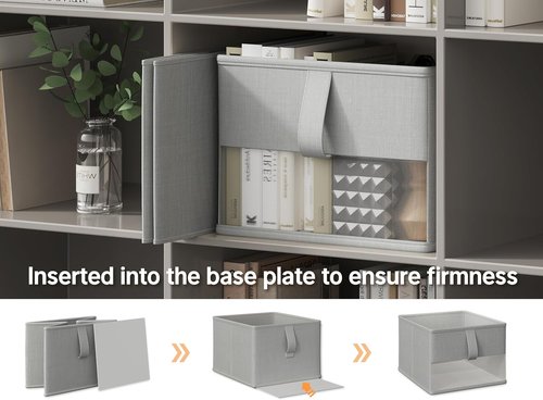 Foldable Storage Bins by [Brand Name] - Breathable Fabric Organizers with Clear Window | 3-Pack, Gray, 11.5 x 8.75 x 6.5 in