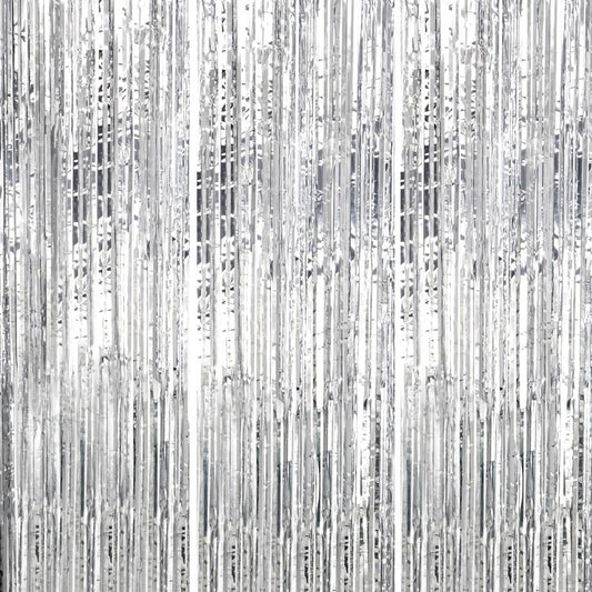 DECOCKRAT 3 Pack Foil Fringe Backdrop - Silver Shiny Tinsel Curtains for Party Decoration/Photo Booth Props - 3.3x8.2 FT Metallic Foil Backdrop for Birthday, Wedding, Graduation, Christmas.