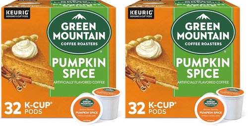Green Mountain Coffee Roasters Pumpkin Spice K-Cup Pods - Light Roast, 32 Count (Pack of 2)