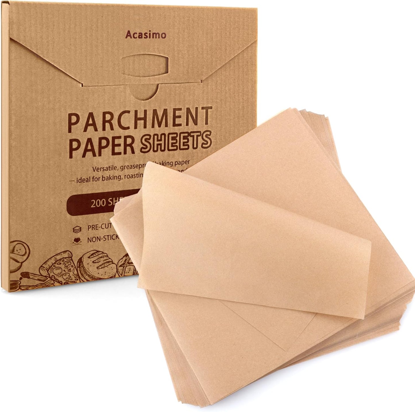 Parchment Paper Sheets - 200PCS Non-Stick Baking Squares | 10x10in for Air Frying & Grilling