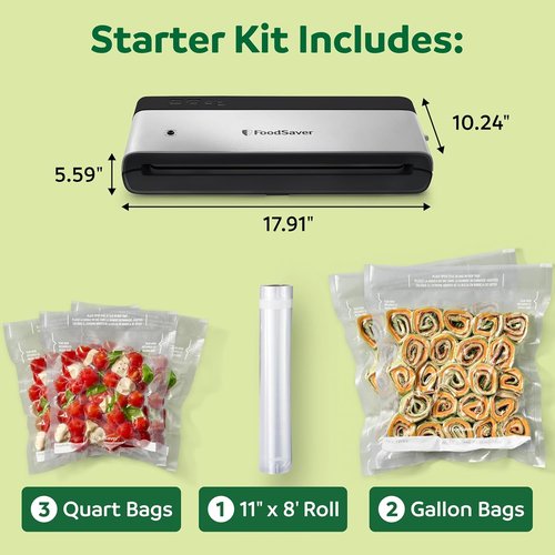 FoodSaver PowerVac Compact Vacuum Sealing Machine - Stainless Steel & Black | Preserve Freshness & Reduce Waste