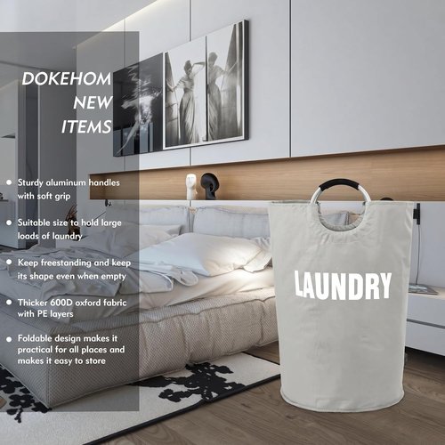 DOKEHOM 160L XX-Large Laundry Basket - Collapsible & Foldable Hamper in Grey | 7 Color Options Available