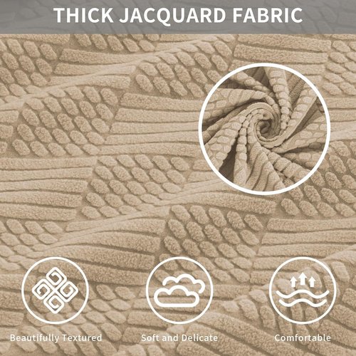 Easy-Going Waterproof Couch Cushion Covers - Durable Stretch Jacquard Sofa Seat Protector for Pets & Kids | Camel