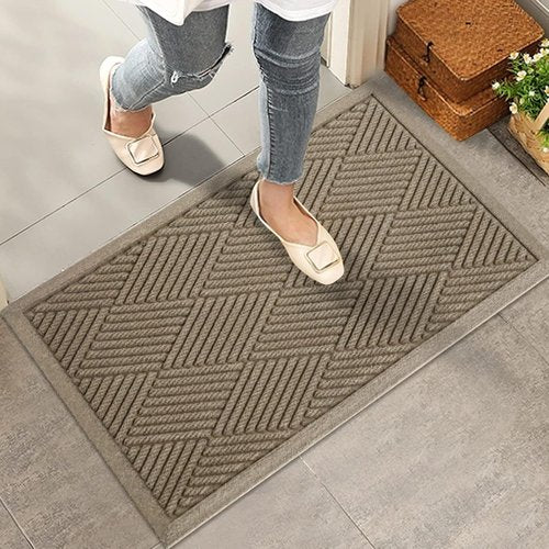 HIYARD Sturdy Front Door Mat - Absorbent, Non-Slip, Stain & Fade Resistant | 30×17, Beige Doormat