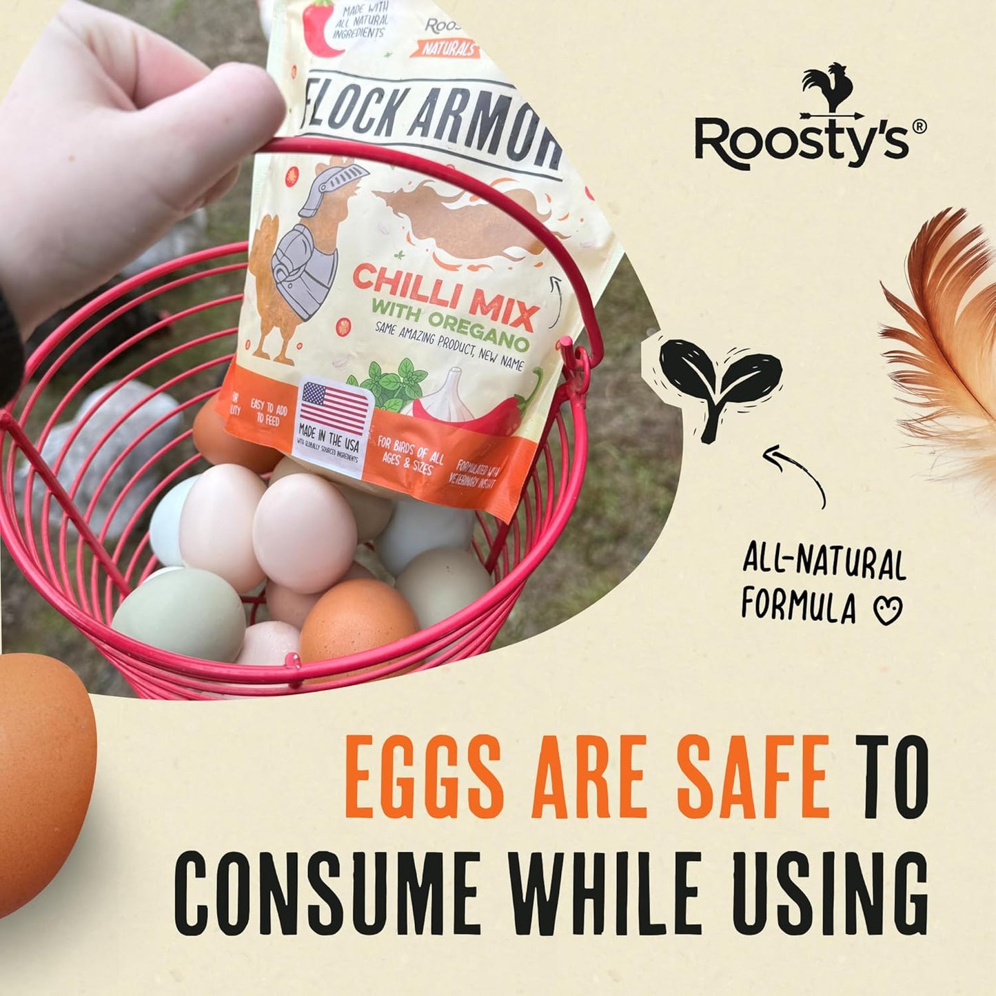 Roosty's Naturals Flock Armor - All-Natural Chicken De-Wormer Powder | Chili Mix | XL 1LB Pouch