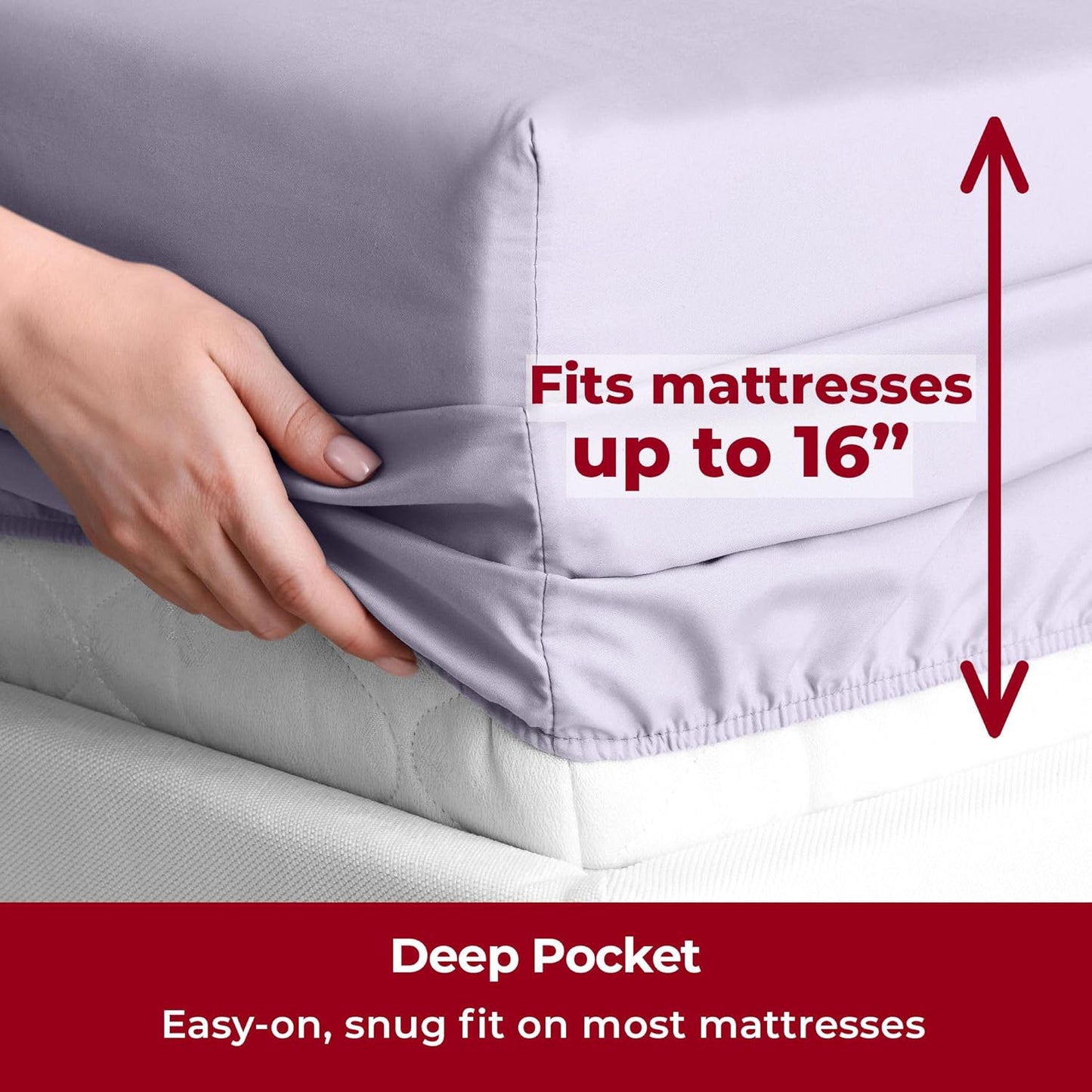 Mellanni Split King Sheets Set - 5 PC Luxury Bedding Collection - Extra Soft, Cooling, Stain Resistant | Lavender