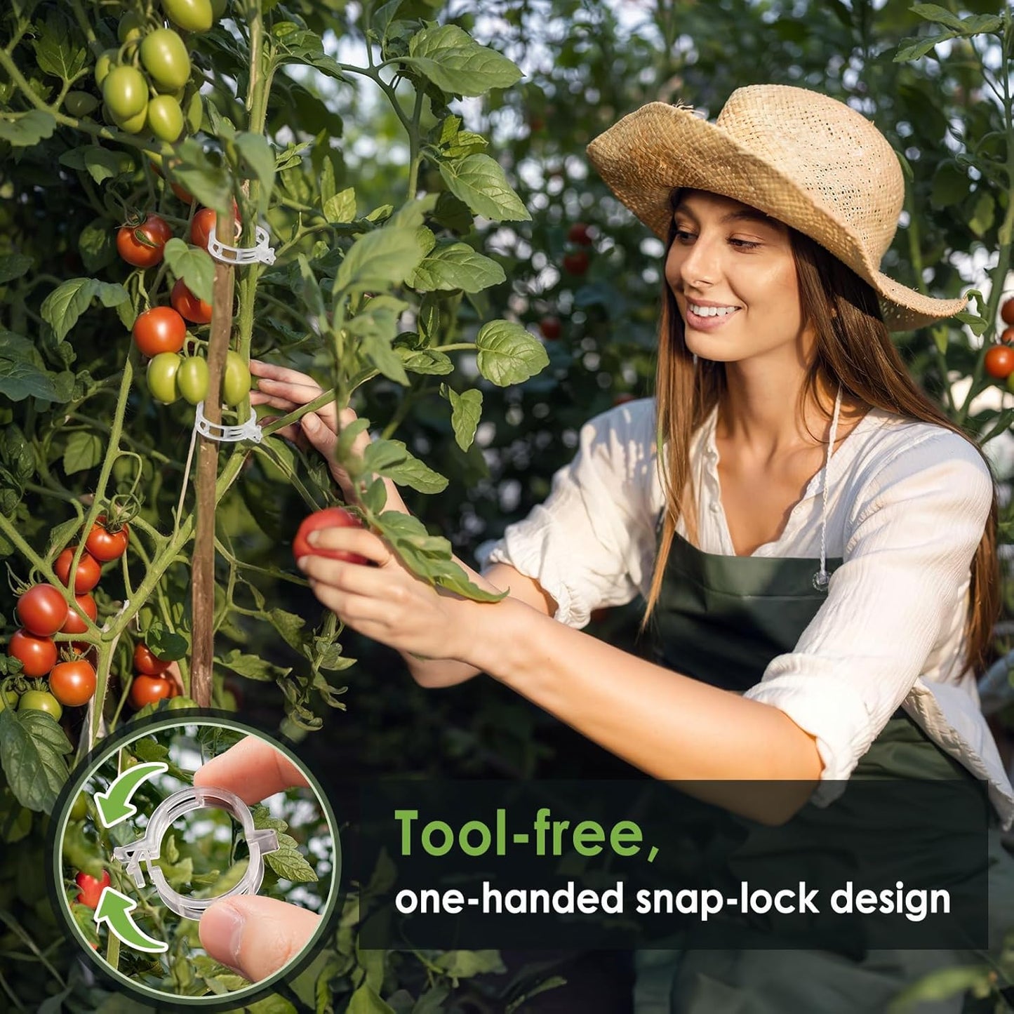 Plant Support Clips | 200 PCS Reusable Tomato Clips for Climbing Plants - Secure Garden Trellis Fixing