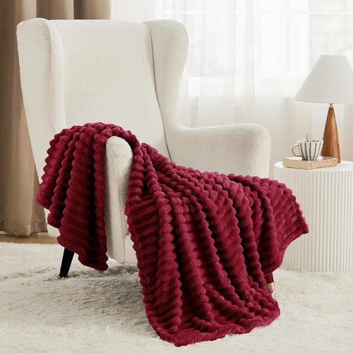 Bedsure GentleSoft Fleece Blanket - Cozy Deep Red Throw for Couch, Perfect Size 50x70 Inches