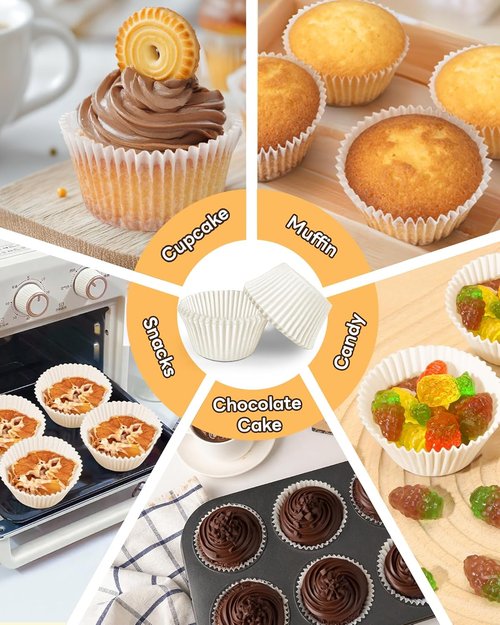 Bake Choice Jumbo Cupcake Liners - 100pcs Greaseproof Parchment Paper Muffin Wrappers for Parties & Events