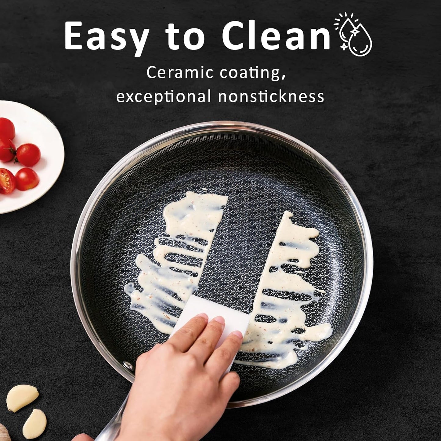 SAKAMOSH 8" Non-Stick Frying Pan - Hybrid Ceramic Stainless Steel Skillet with Stay-Cool Handle | Dishwasher & Oven Safe