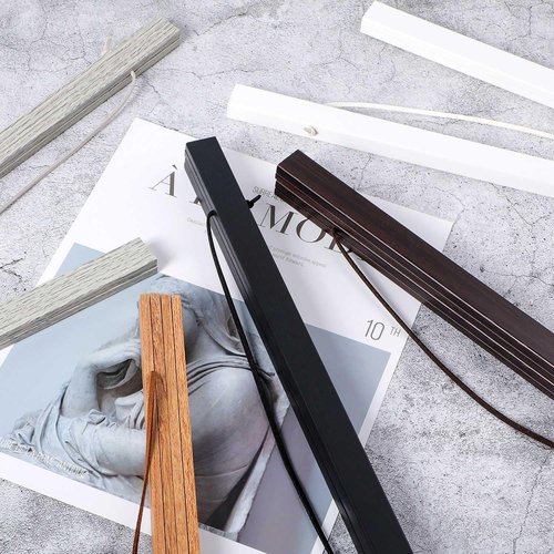 Benjia Magnetic Poster Hanger - 39" Teak Wood Frame for Canvas Artwork & Maps | Easy Wall Display