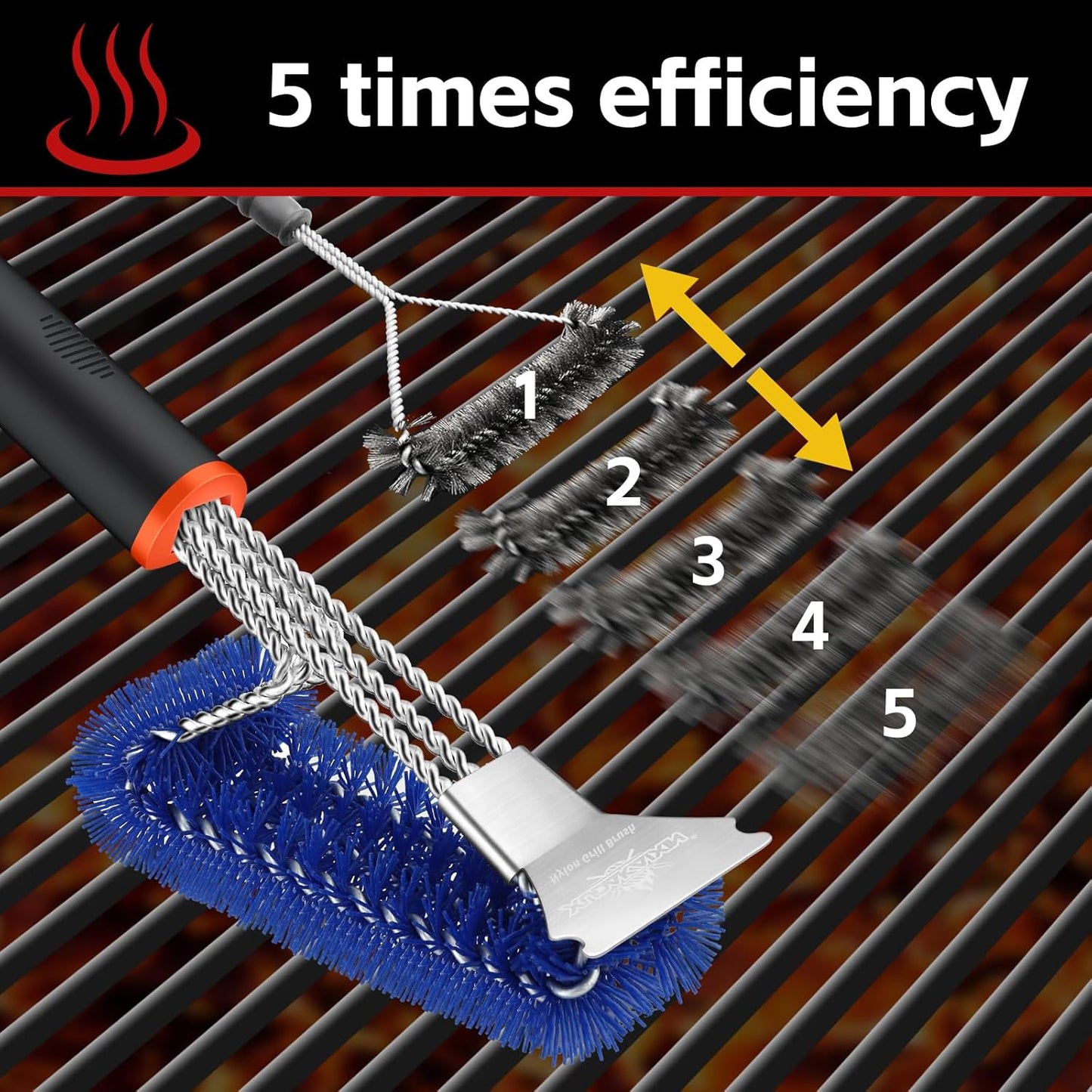 XUDAKAIXIN Grill Brush - Safe Nylon Bristles for Effective BBQ Cleaning | Durable Outdoor Grill Tool (Blue)