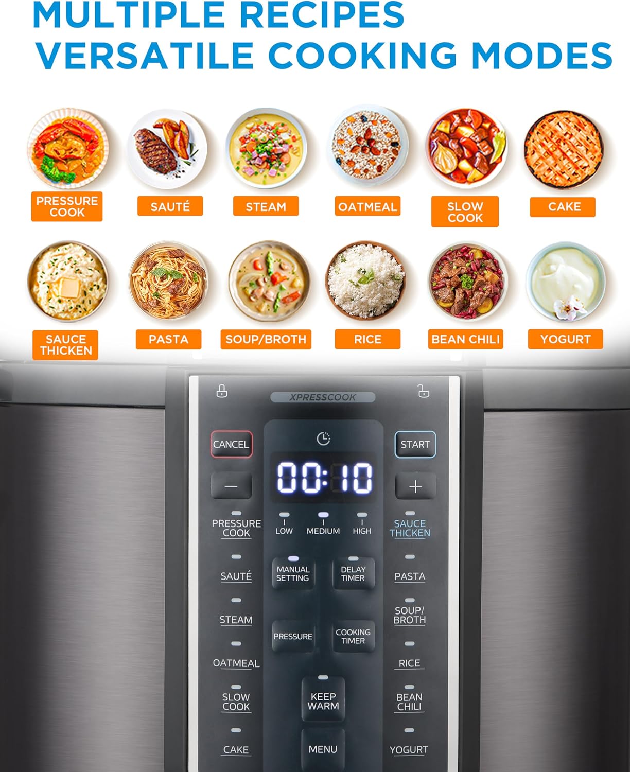 Midea 12-in-1 Electric Pressure Cooker - 6 Quart Multi-Functional Programmable Cooker | Stainless Steel