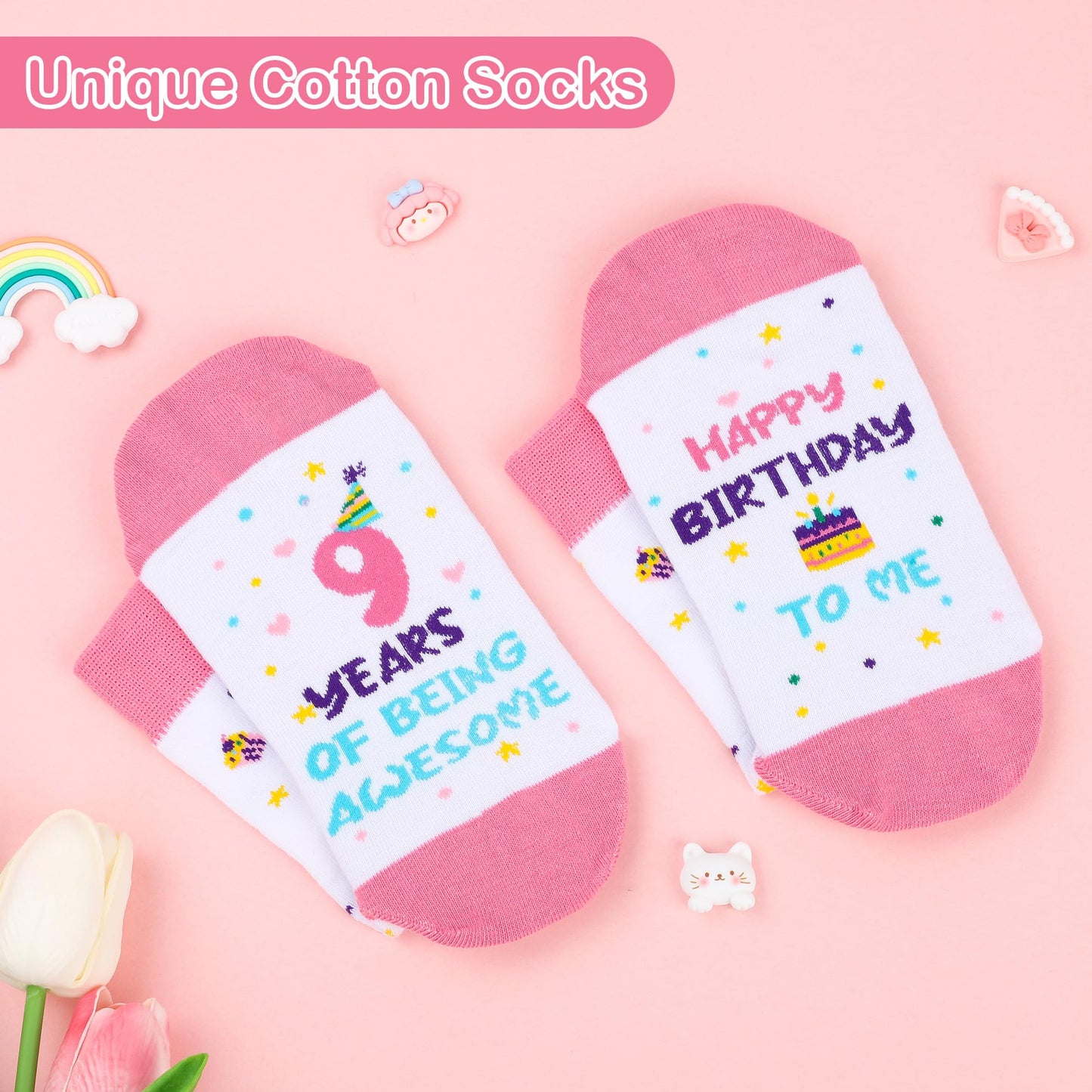 Splendest 9 Year Old Girl Birthday Gifts – 9PCS Pink 9th Birthday Presents for Girl – Gifts for 9 Year Old Girls