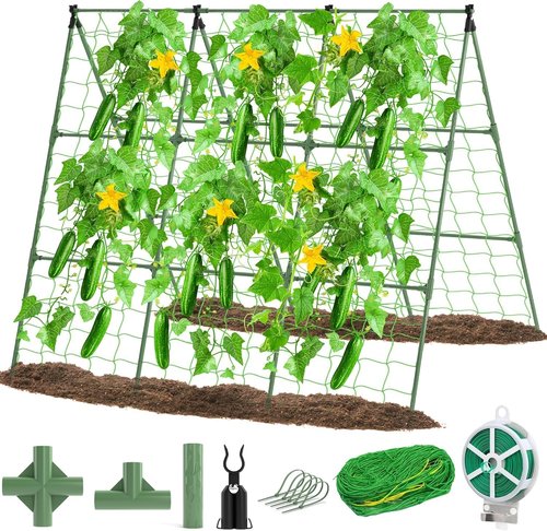 Cucumber Trellis by [Brand Name] - A-Frame Vegetable Support for Climbing Plants | 53x53 Inches