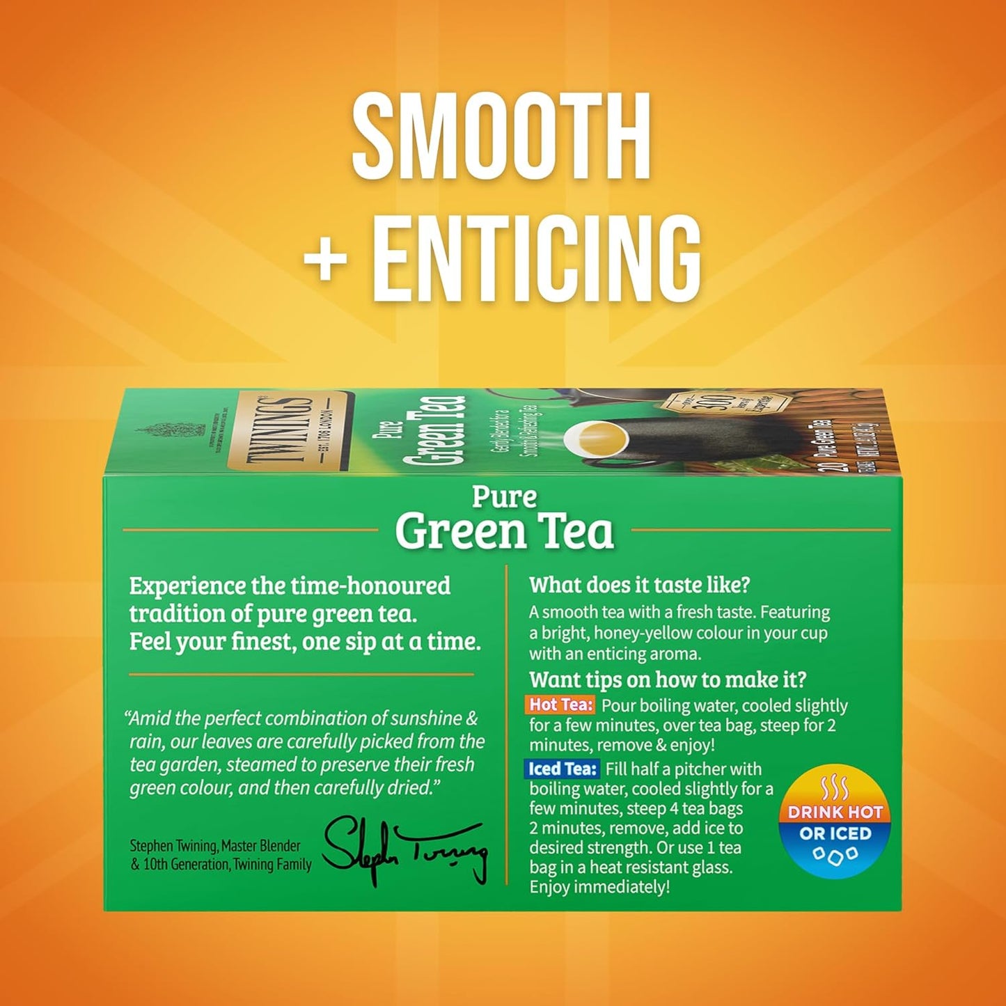 Twinings Pure Green Tea - Individually Wrapped Bags, Smooth Flavor & Enticing Aroma | 120 Count