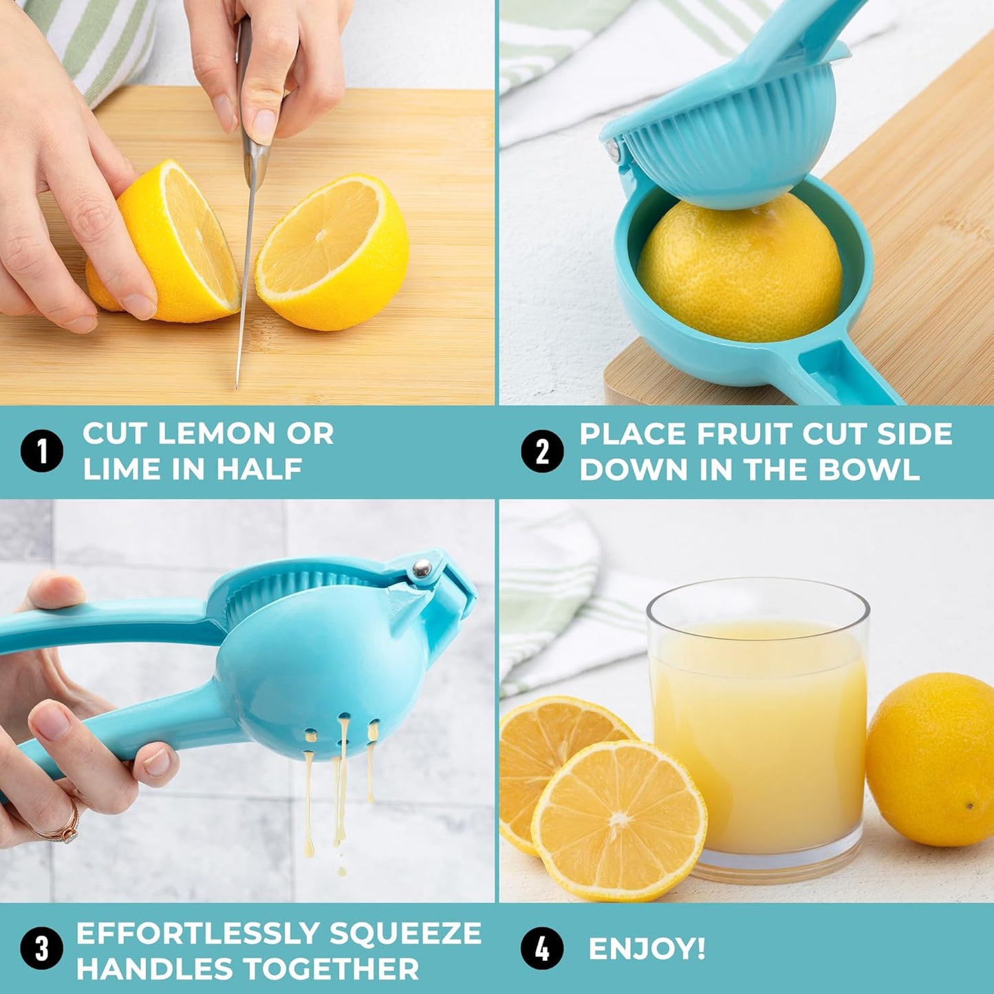 Zulay Premium Quality Lemon Squeezer - Manual Citrus Juicer for Maximum Juice Extraction | Light Blue