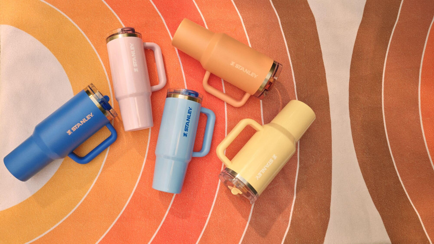STANLEY Quencher ProTour Flip Straw Tumbler with Leakproof Lid 40 oz | Built-In Straw and Handle | Cup Holder Compatible for Travel | Insulated Stainless Steel Cup | BPA-Free | Peach Whip Gloss