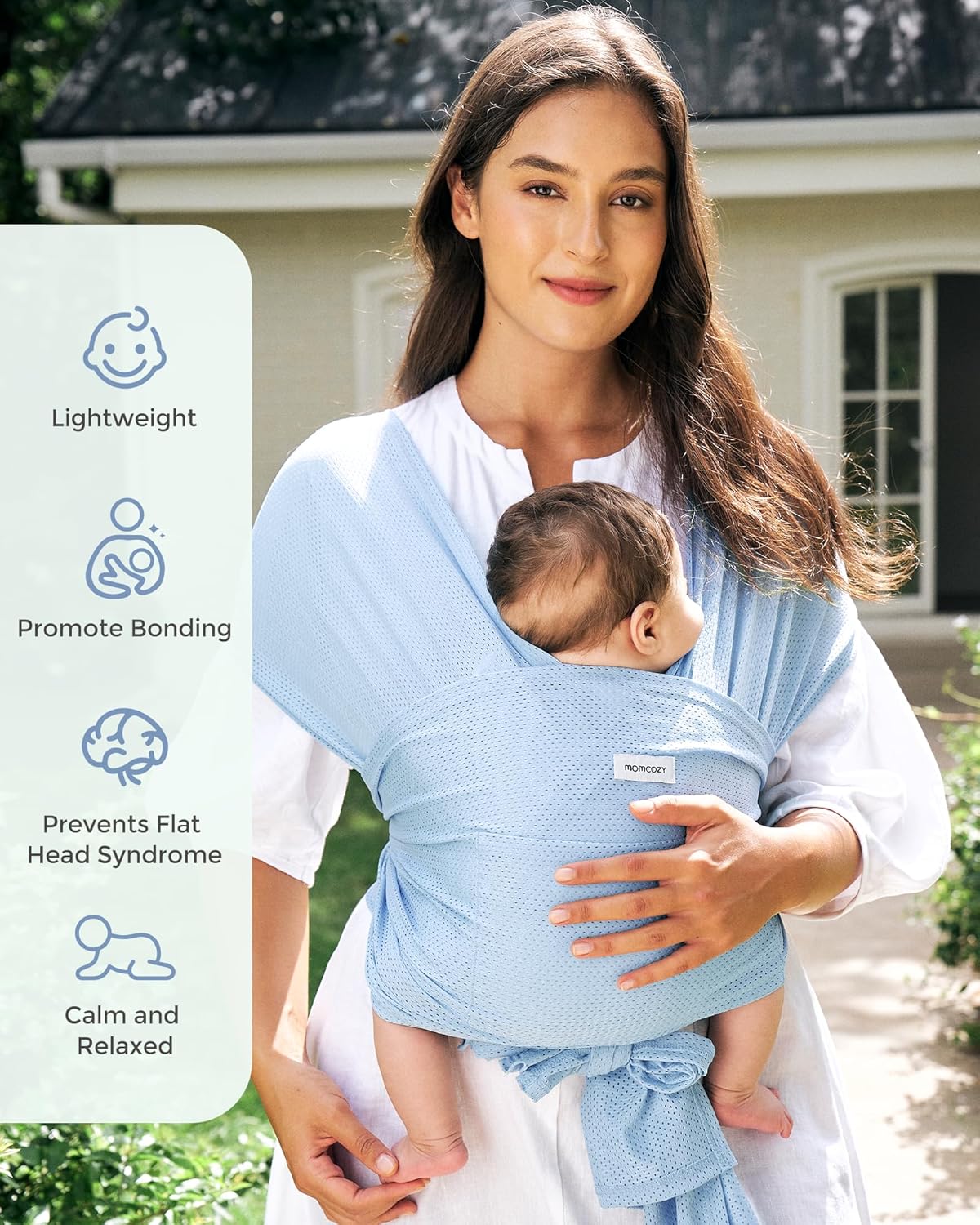 Momcozy Baby Carrier AirMesh - Lightweight Cooling Water Sling for Newborns to Toddlers 8-35 lbs | Light Blue