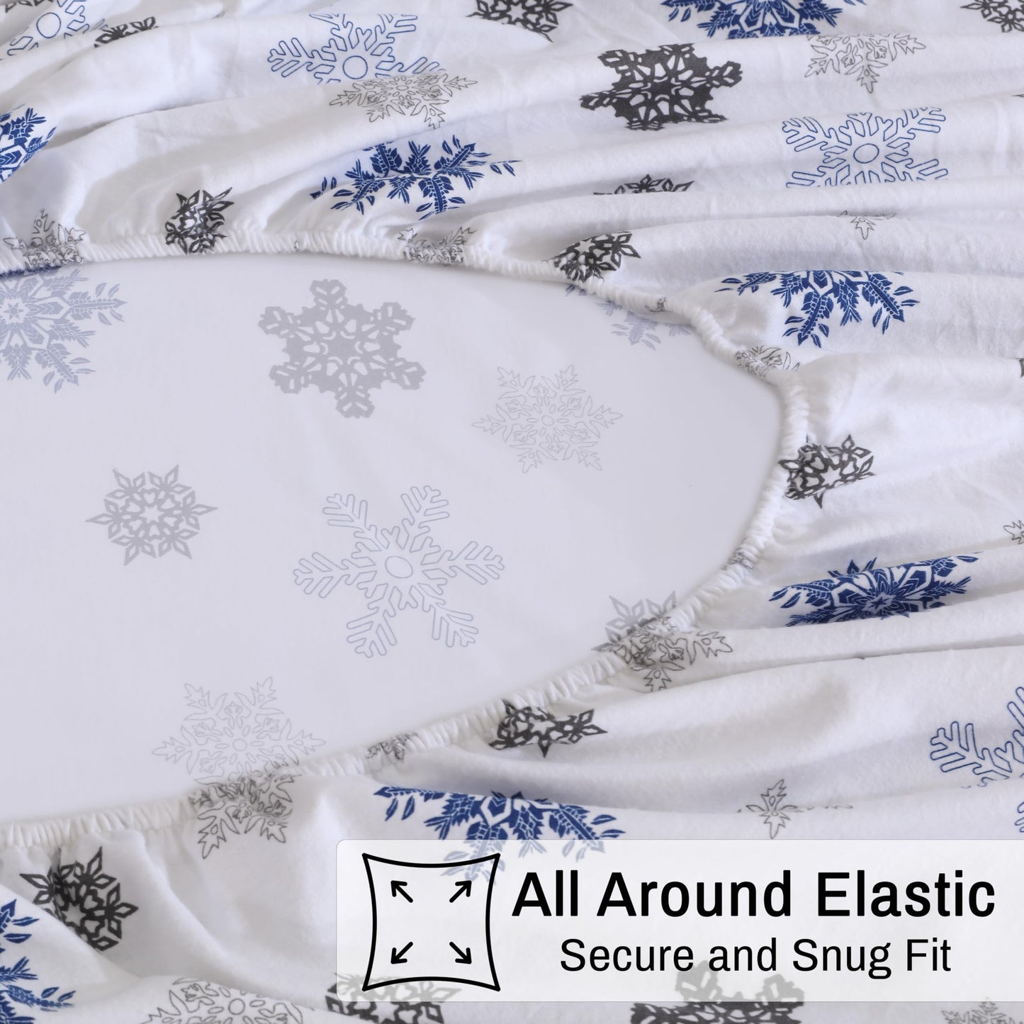 ZOYER Flannel Sheets King Size Set - Soft & Comfy Deep Pocket Cotton Flannel Bedding, Fitted Up to 16", Double Brushed King Bed Sheets, 4 Pieces, White Snow