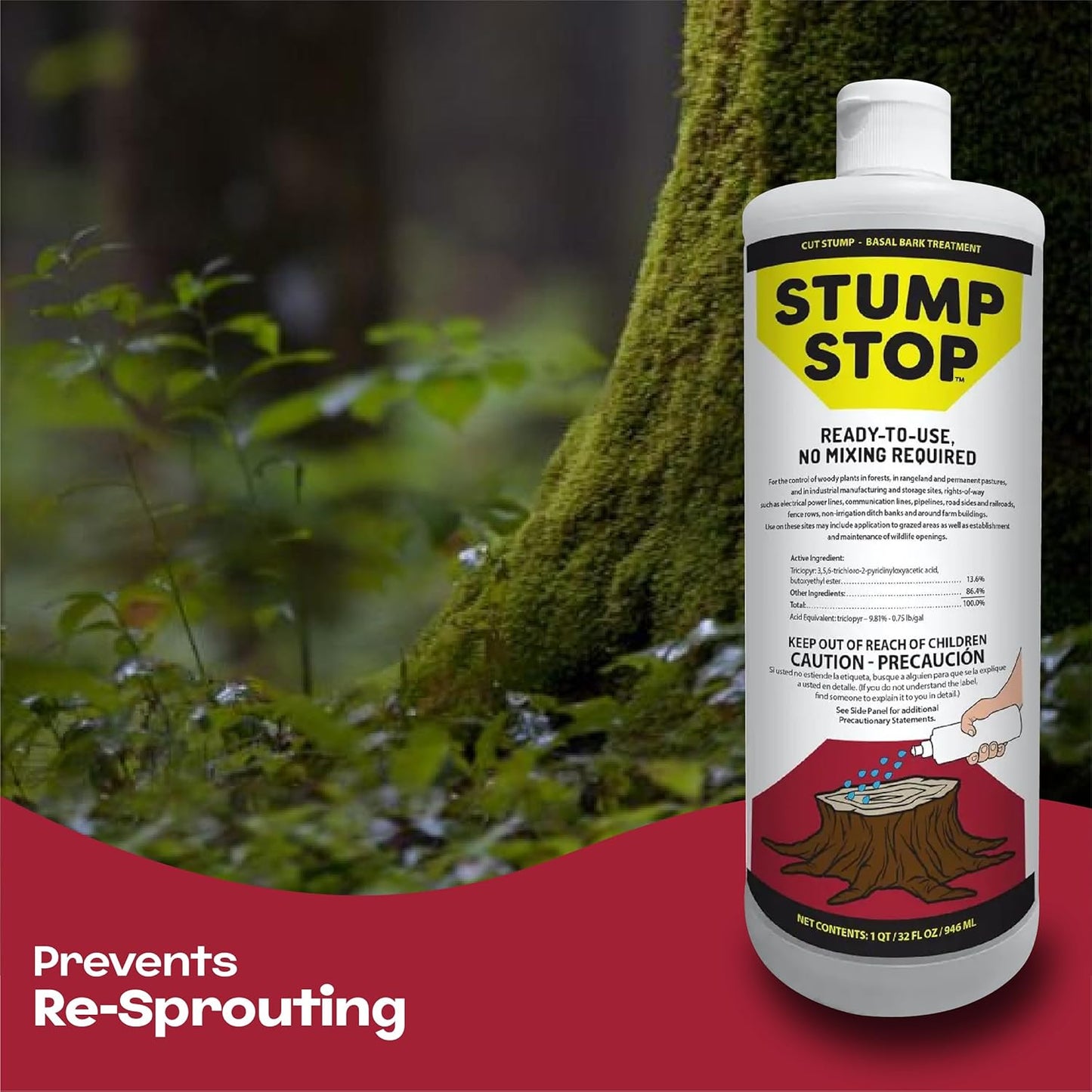 Stump Stop | Ready-to-Use Stump Killer - 32 Fl. Oz - Effective Tree & Bush Control - Ideal for Forests & Pastures
