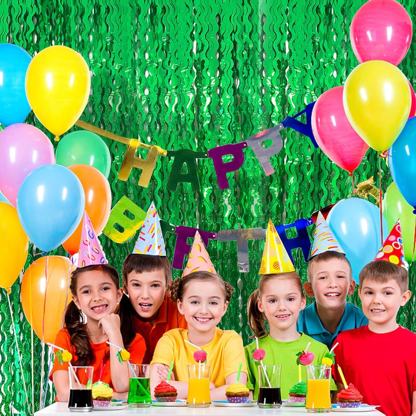 Skiennix Tinsel Foil Fringe Curtains - Metallic Wavy Backdrop for Party Decorations | Photo Booth Props