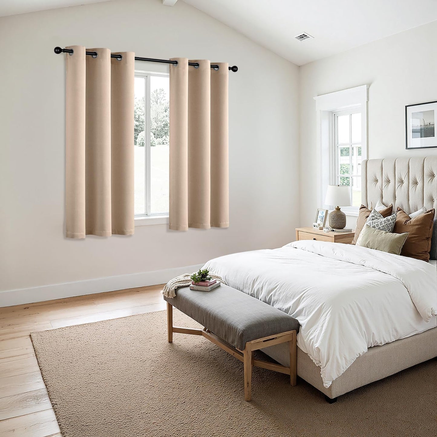MIULEE Beige Blackout Curtains - Thermal Insulated Room Darkening Drapes | 40 x 45 Inches, 2 Panels