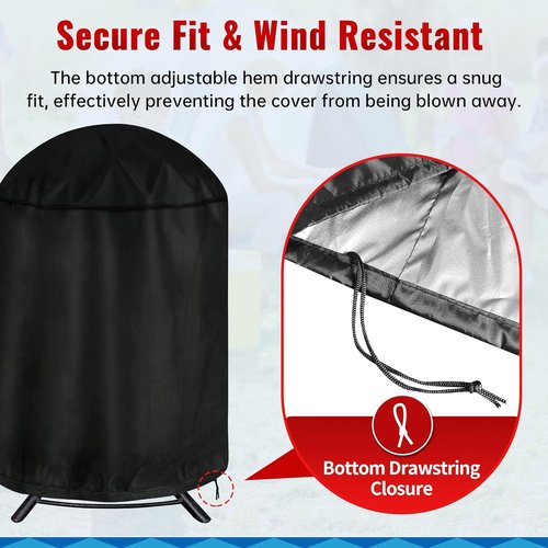 iCOVER Round Grill Cover - Waterproof 29" Dia x 38" H Dome Smoker Cover | UV Resistant BBQ Protection