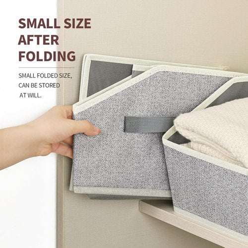 Homsorout Trapezoid Closet Shelf Organizer - Large Fabric Storage Baskets for Clothes & Books | 3 Pack, Light Gray