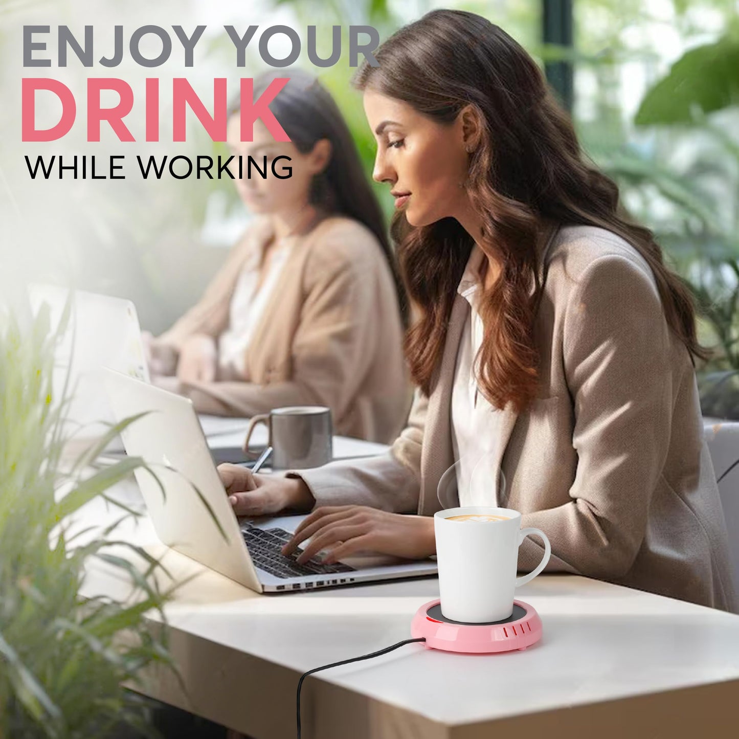 Large Candle Warmer Plate Safely Releases Scents Without a Flame - Used as Candle Jar Warmer, Coffee Warmer, Mug Warmer, Cup Warmer, Tea Warmer Desk in Your Home & Office, 1 Pack, Pink