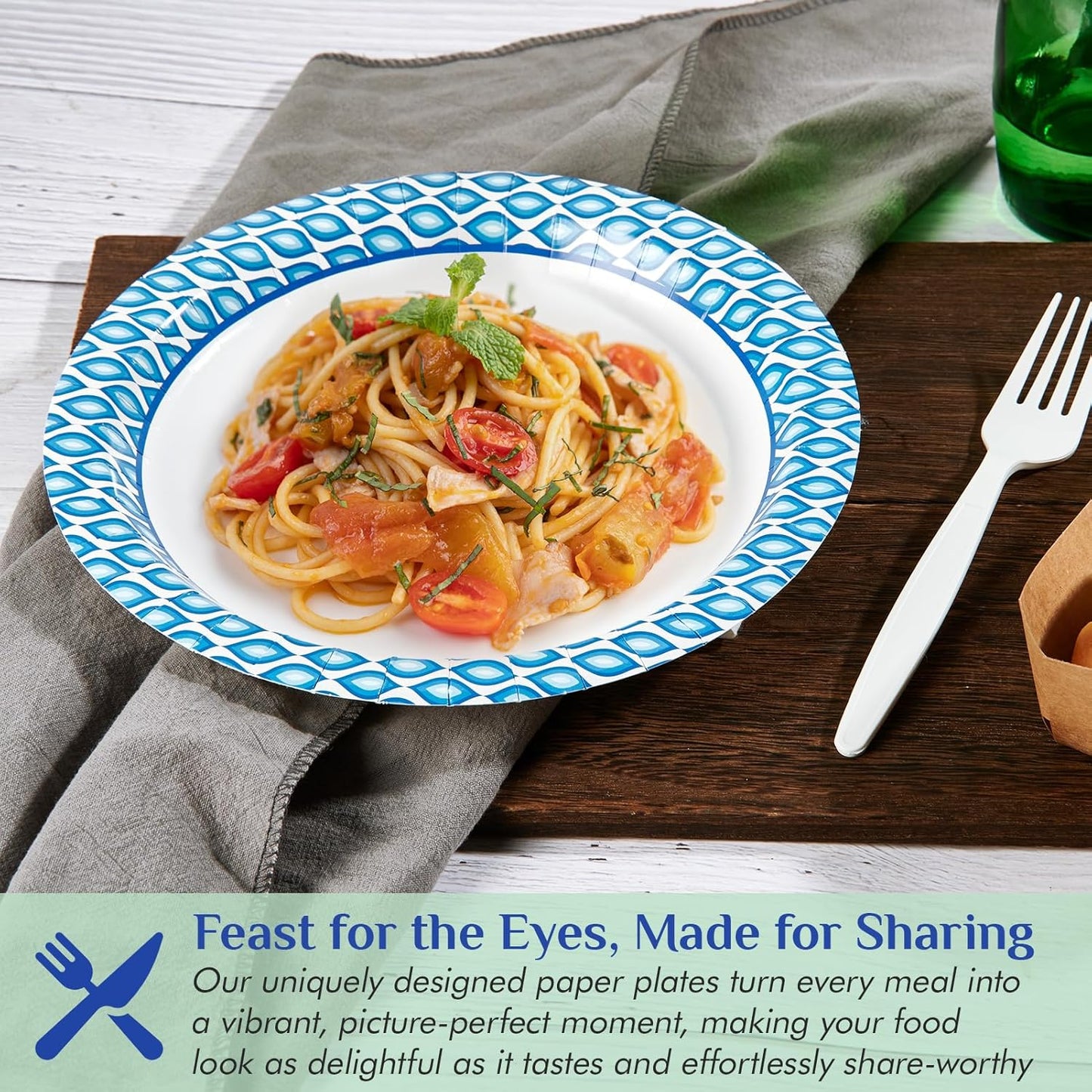 MUCHII Disposable Paper Plates - 8.375 Inch, 300 Count, Soak & Cut Proof | Perfect for Parties & Gatherings