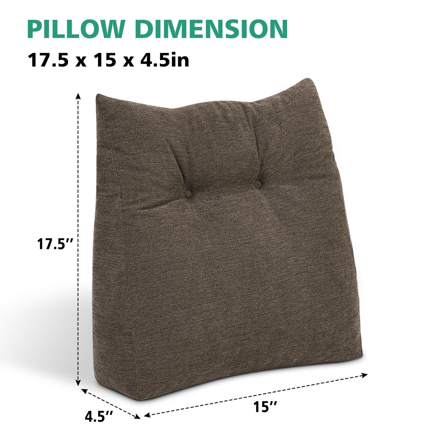 Shinnwa Lumbar Support Pillow for Office Chair, Memory Foam Back Support Pillow for Back Pain Relief, Car, Chair and Couch, 15x17.5x4.5in, Brown