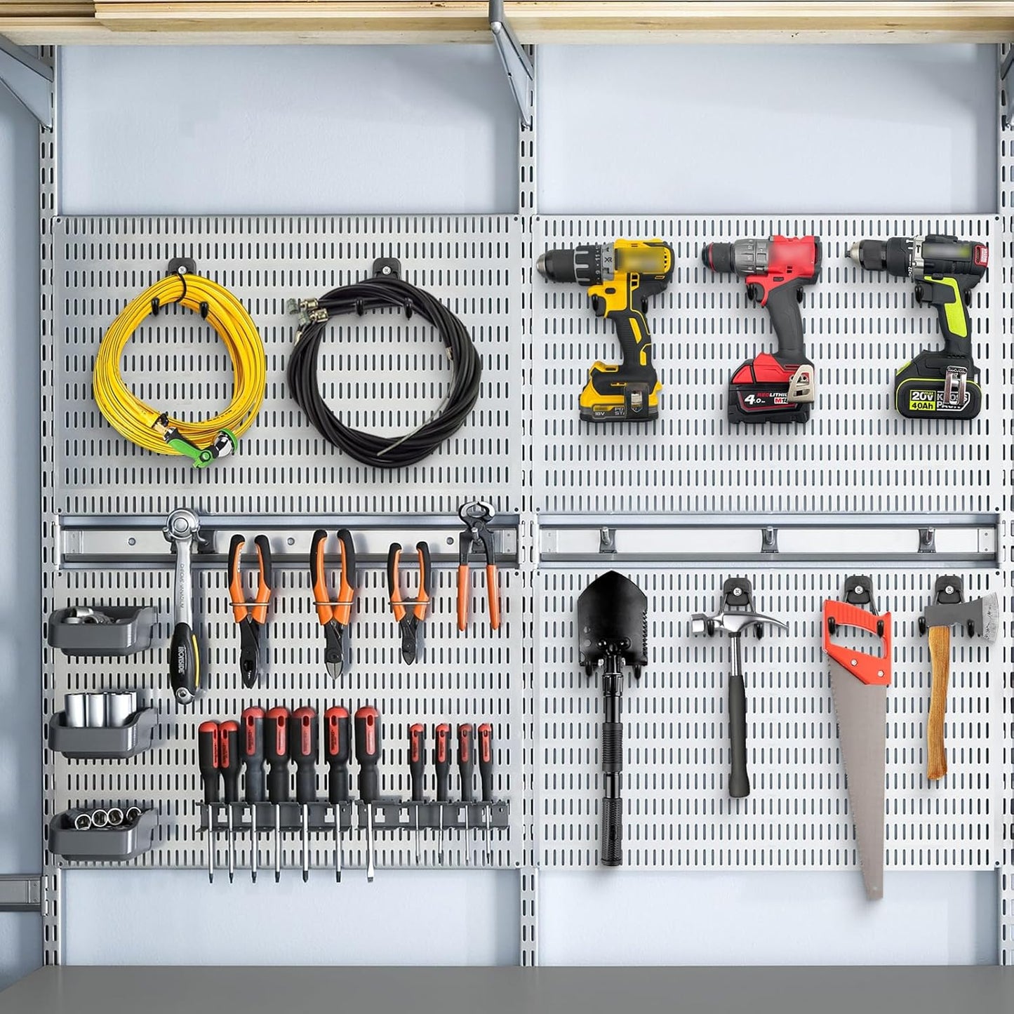 Skiennix Heavy-Duty Magnetic Garage Hooks - 2 Pack Utility Tool Organizer with Anti-Slip Coating