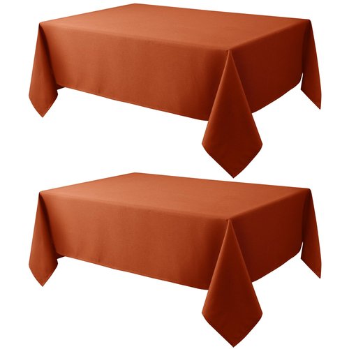 Biscaynebay 2 Pack Fall Table Cloth Rectangle 52x70 Inch, Rust Thanksgiving Autumn Harvest Water Resistant Fabric Textured Tablecloths for Kitchen, Dining, Wedding, Parties Machine Washable