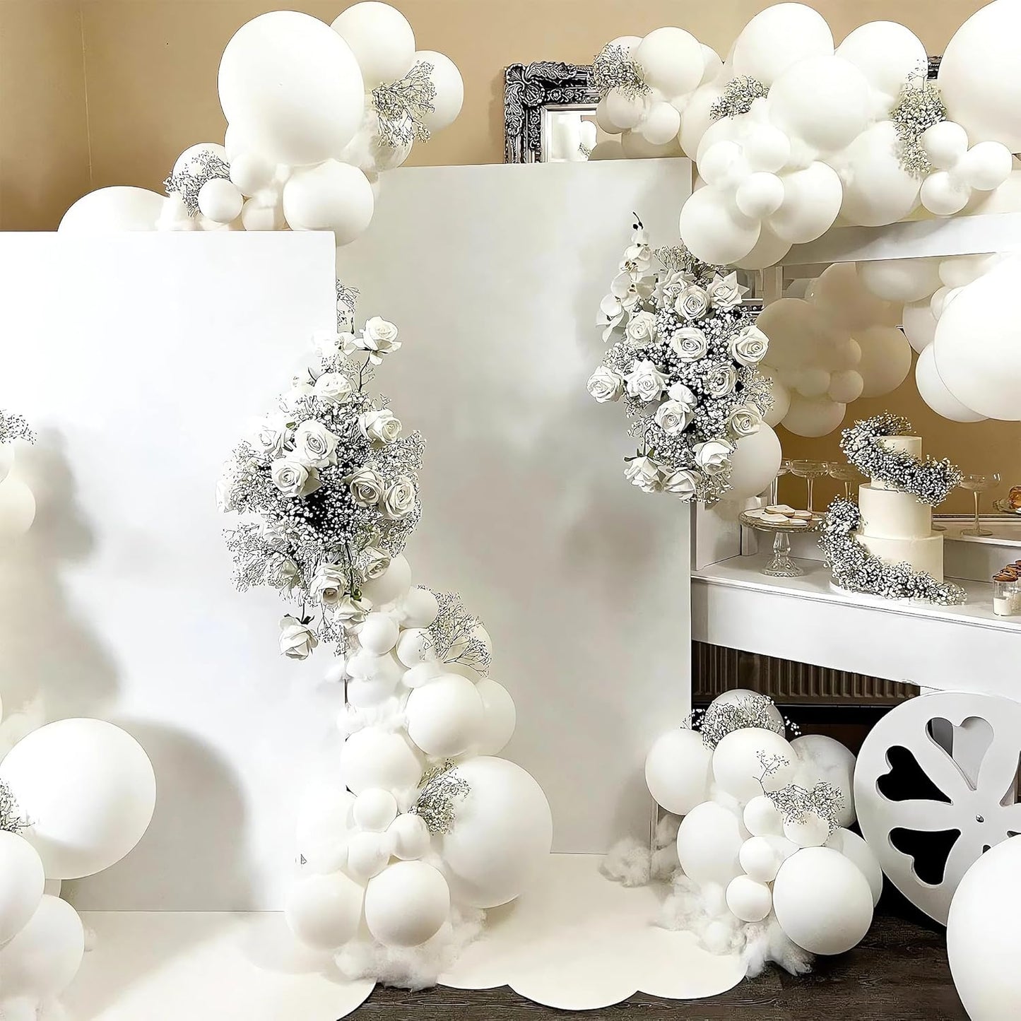 Skiennix White Latex Balloons - 200-Piece Garland Arch Kit for Birthday, Wedding & Baby Showers | 5-18 Inch Sizes