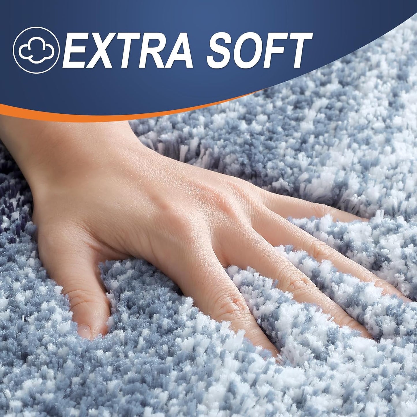 OLANLY Ombre Bath Rug Set - Soft and Absorbent 2-Piece Bathroom Rugs in Airy Blue | 24x16 & 24x20 Inches