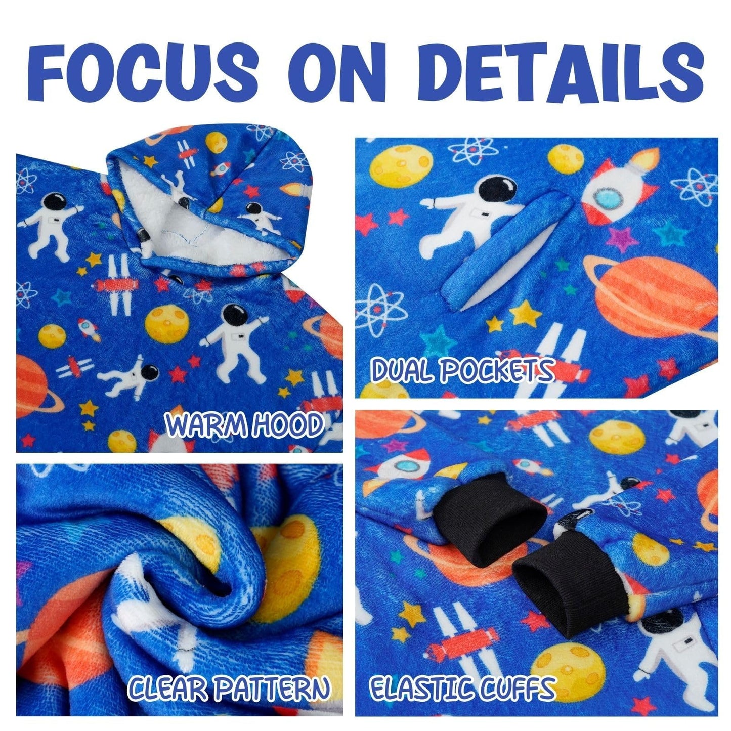 Huglanket Space Gifts, Oversized Wearable Blanket Hoodies, 27 Inches Length, Gifts for Birthday, Christmas, and so on