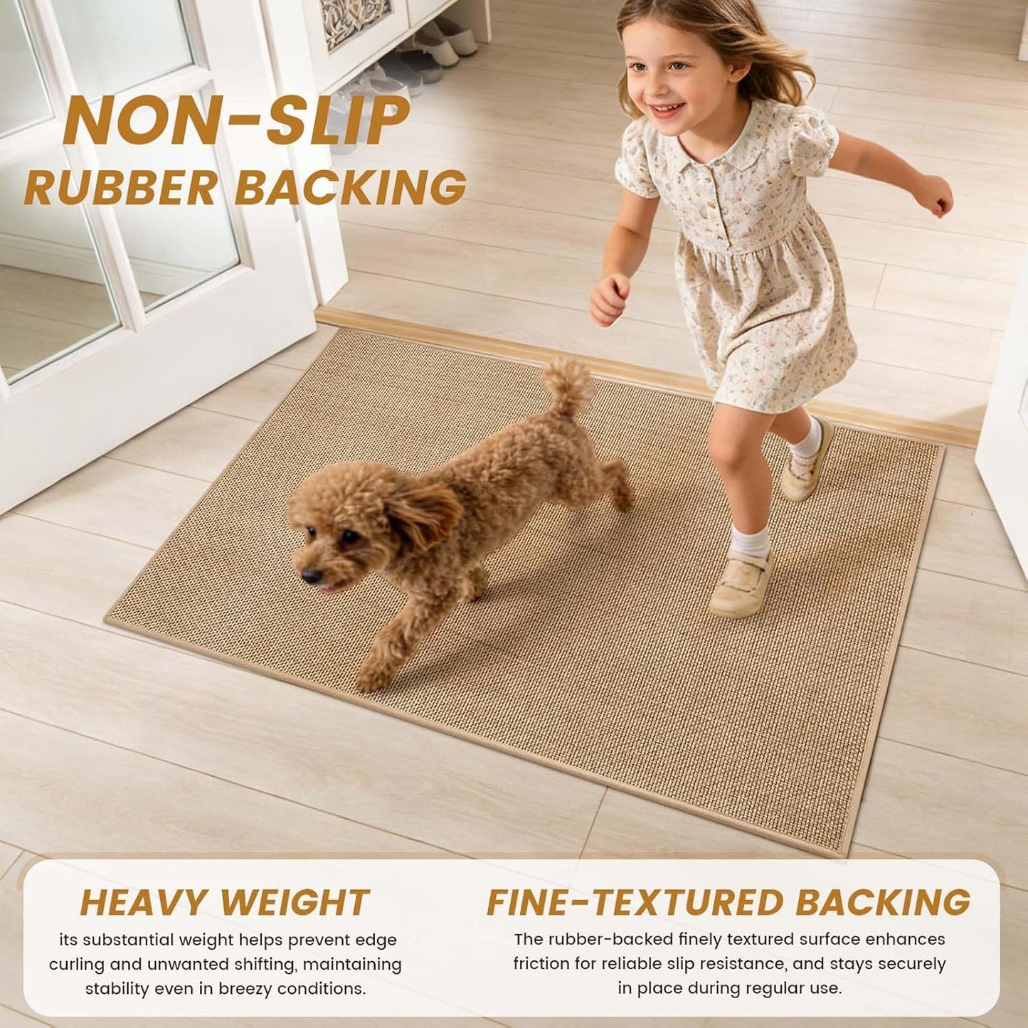 SMILOOL Indoor Entrance Mat - Non-Slip, Dirt Resistant & Absorbent | 17" x 30", Beige Doormat
