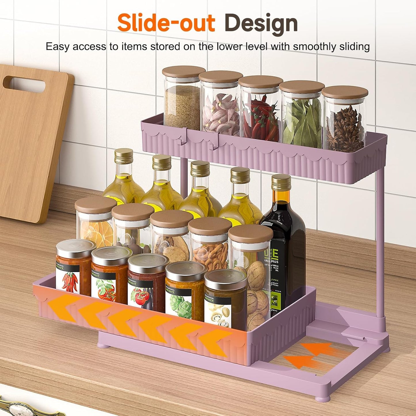 Sevenblue Multi-Purpose Under Sink Organizer - L-Shaped Pull-Out Storage for Bathroom & Kitchen | Pink, 12.85 Inch