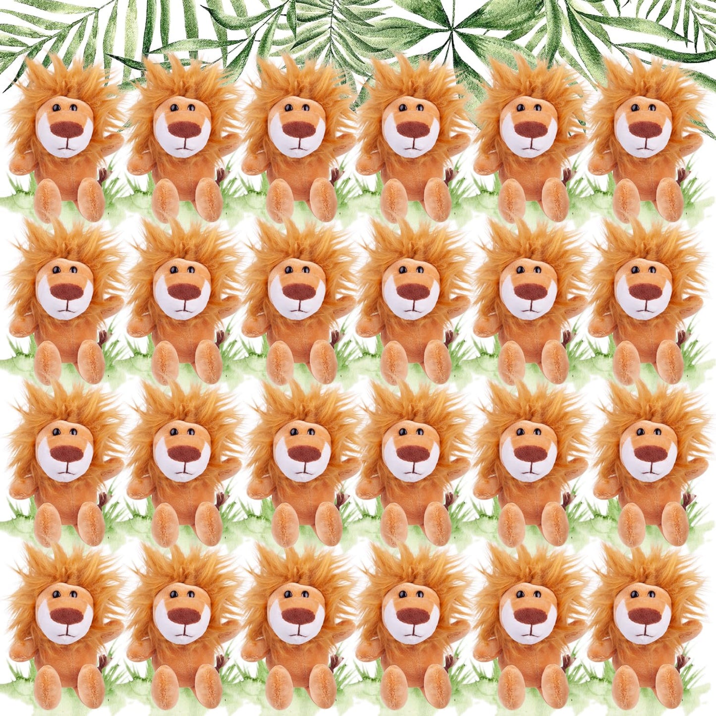 ARELUX 24-Pack Lion Plush Multi-Item Party Supply Set, 6 Inch Soft Stuffed Animal for Gender Reveal Birthday Shower Parties, Carnival Prizes, School Rewards,Keychains