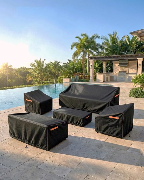 Heavy Duty 600D Waterproof Outdoor Patio Furniture Cover by [Brand Name] | UV Resistant & Windproof | 64” L x 52” W x 28” H, Black