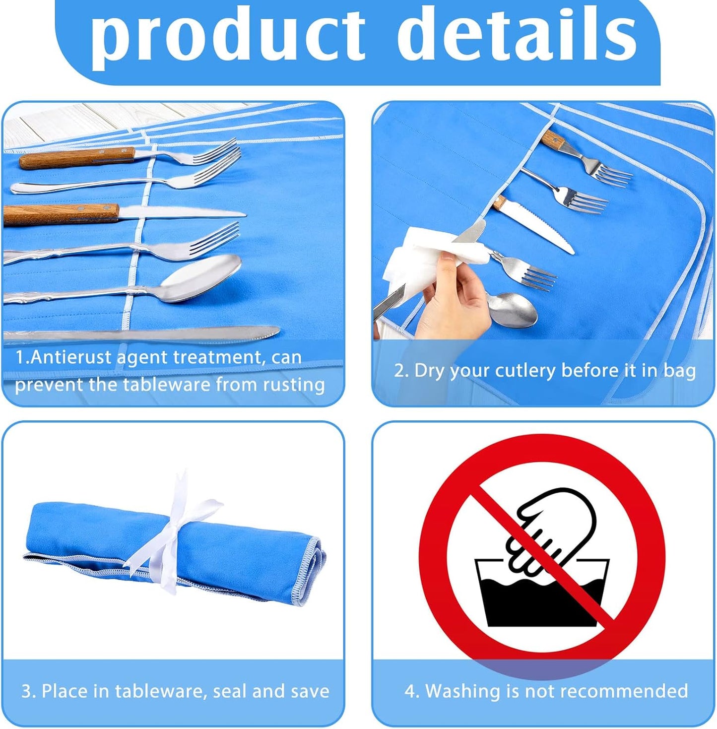 Weewooday Silver Storage Bags - Anti-Tarnish Protector for Silverware | 8-Piece Blue Organizer Set