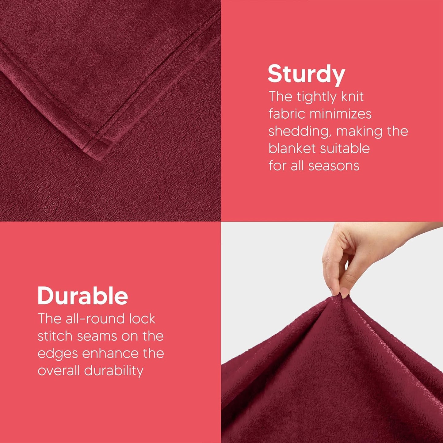 Utopia Bedding Fleece Blanket - Luxury Soft Microfiber Queen Size in Burgundy (90x90 Inch)